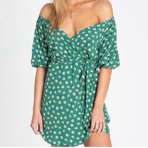 Green floral Billabong wrap dress
